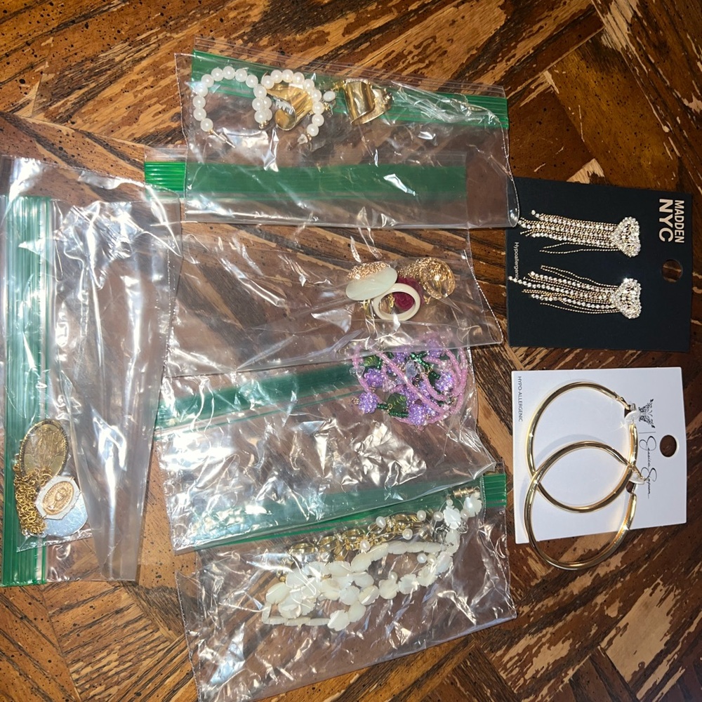 Elegant Gold, Beaded White Jewelry Lot